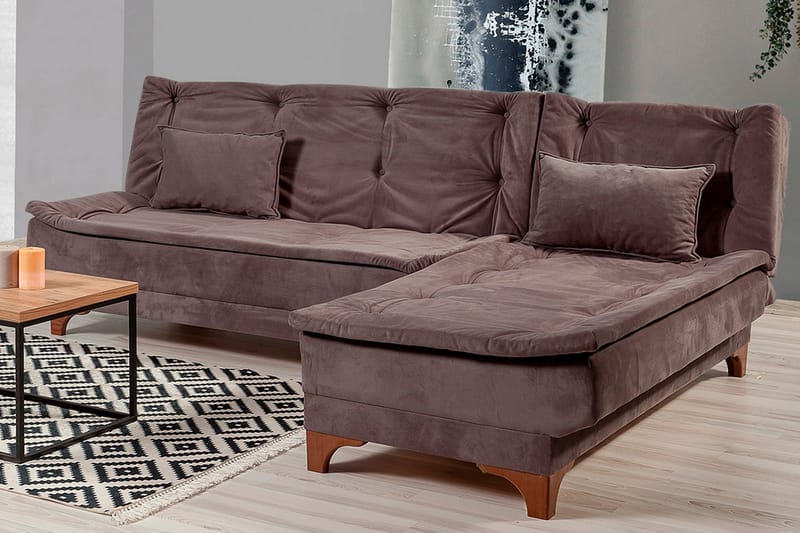 ZAGURSKI Bäddsoffa med Divan Höger Grå - Möbler - Vardagsrum - Bäddsoffor