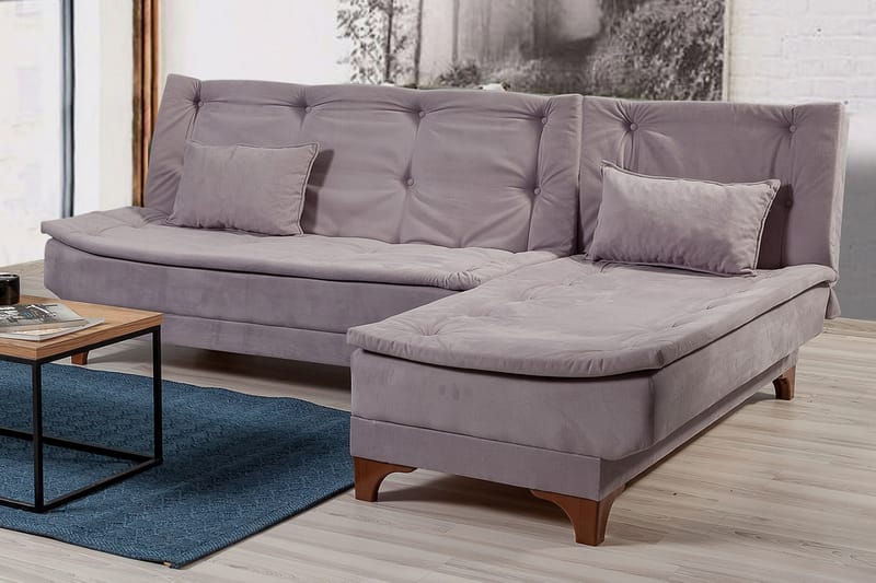 ZAGURSKI Bäddsoffa med Divan Höger Grå - Möbler - Vardagsrum - Bäddsoffor