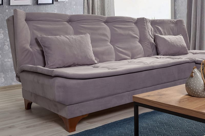 ZAGURSKI Bäddsoffa med Divan Höger Grå - Möbler - Vardagsrum - Bäddsoffor
