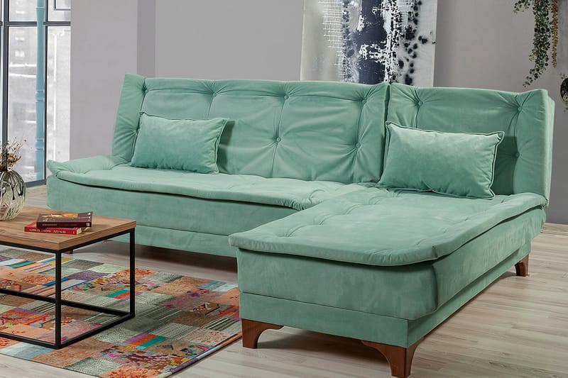 ZAGURSKI Bäddsoffa med Divan Höger Grön - Möbler - Vardagsrum - Bäddsoffor