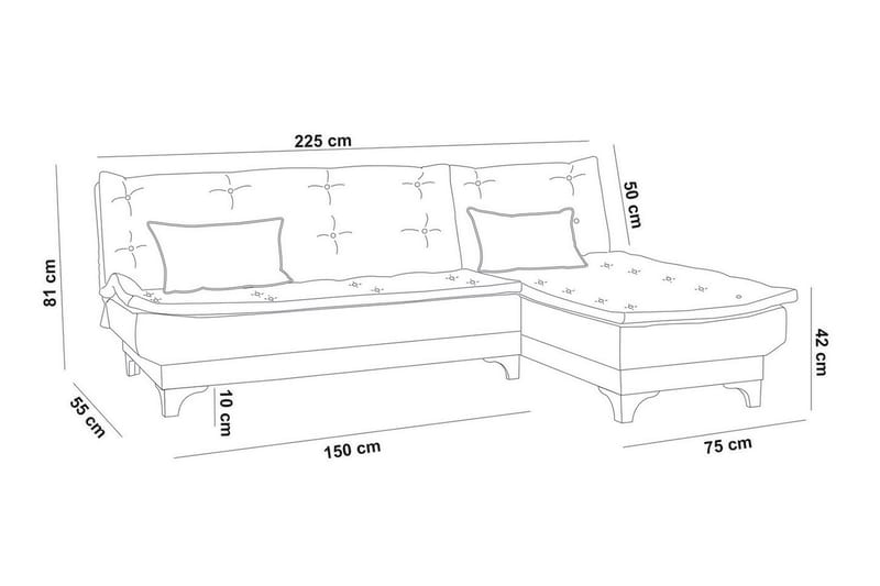 ZAGURSKI Bäddsoffa med Divan Höger Grön - Möbler - Vardagsrum - Bäddsoffor