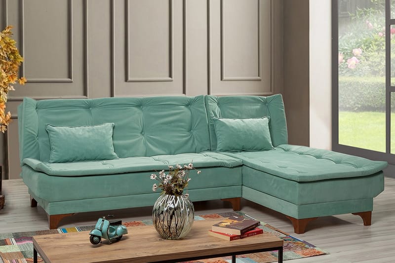 ZAGURSKI Bäddsoffa med Divan Höger Grön - Möbler - Vardagsrum - Bäddsoffor