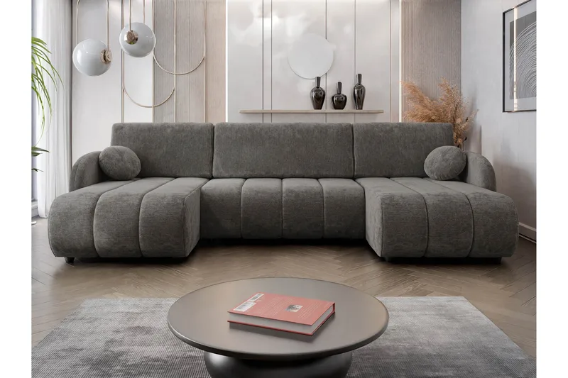 Zarania Bäddsoffa Dubbeldivan 3-sits - Grå - Möbler - Vardagsrum - Bäddsoffor - U bäddsoffa