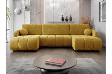 Zarania Bäddsoffa Dubbeldivan 3-sits - Gul - Möbler - Vardagsrum - Bäddsoffor - U bäddsoffa