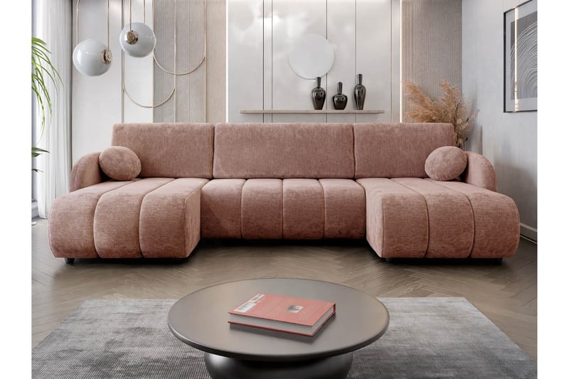 Zarania Bäddsoffa Dubbeldivan 3-sits - Rosa - Möbler - Vardagsrum - Bäddsoffor - U bäddsoffa