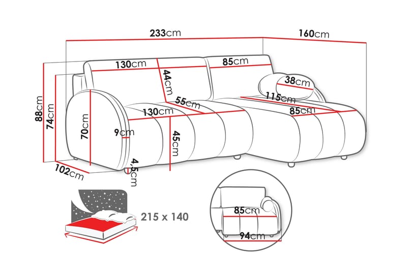 Zarania Bäddsoffa m. Divan 3-sits - Möbler - Vardagsrum - Bäddsoffor