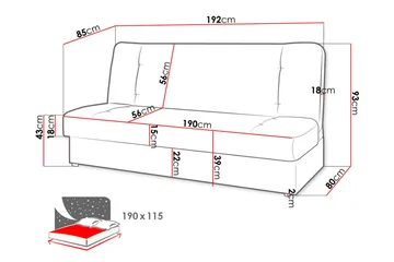Zelka 3-sits Bäddsoffa - Grå - Möbler - Vardagsrum - Bäddsoffor