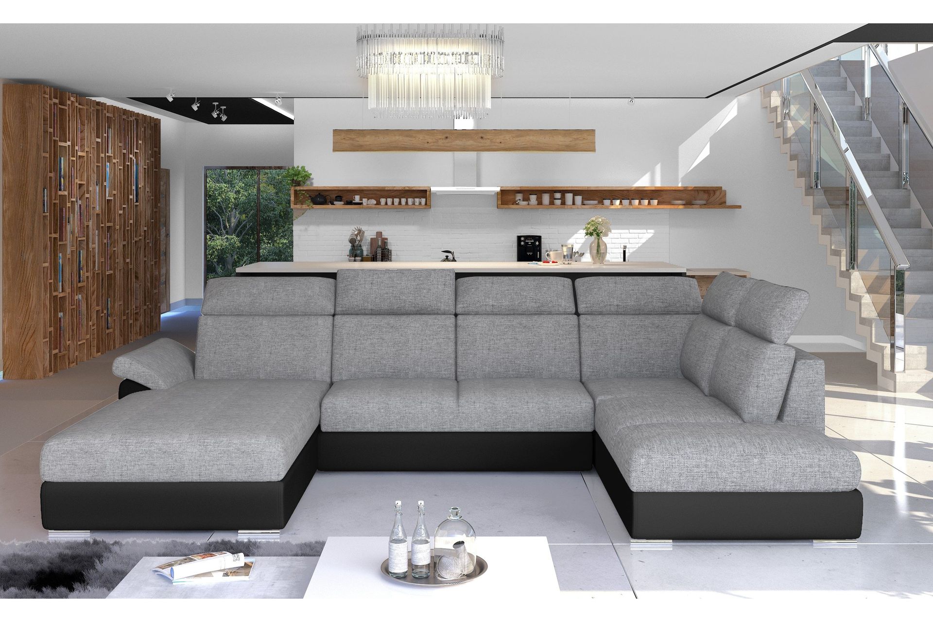 Zoana B&auml;ddsoffa med Dubbeldivan - Gr&aring;/Svart