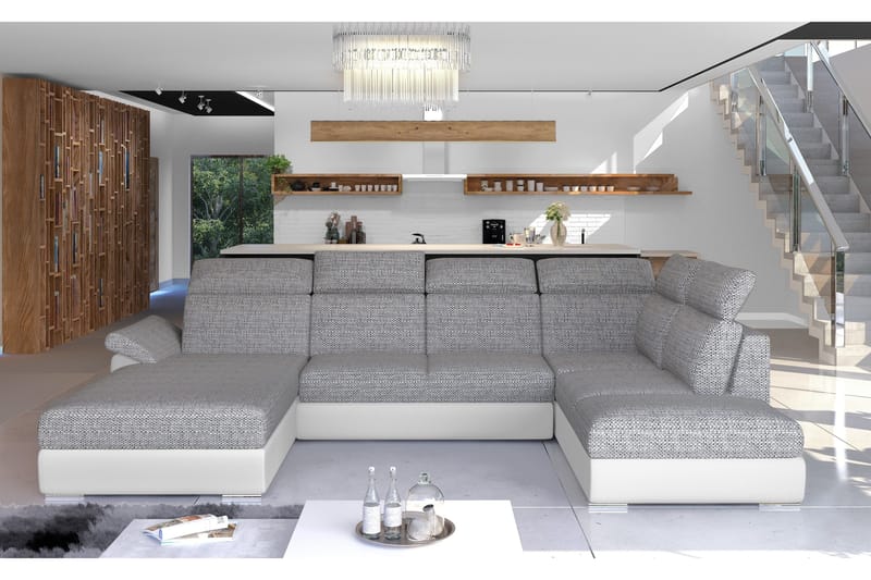 Zoana Bäddsoffa med Dubbeldivan, Grå/Vit