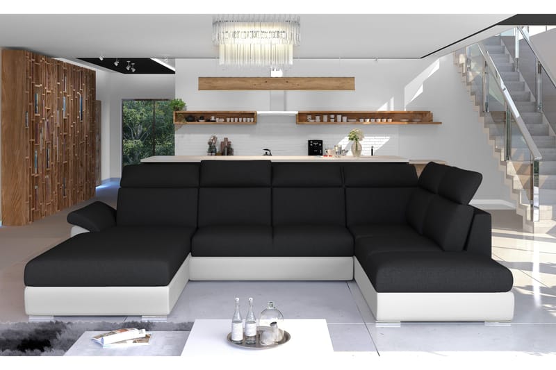 Zoana Bäddsoffa med Dubbeldivan, Svart/Vit