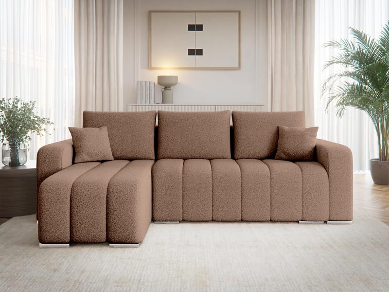 Zulueta 3-sits Bäddsoffa med divan - Lambi 04 (brun) - Möbler - Vardagsrum - Bäddsoffor - Hörnbäddsoffa