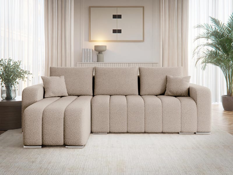 Zulueta 3-sits Bäddsoffa med divan - Lambi 06 (beige) - Möbler - Vardagsrum - Bäddsoffor - Hörnbäddsoffa