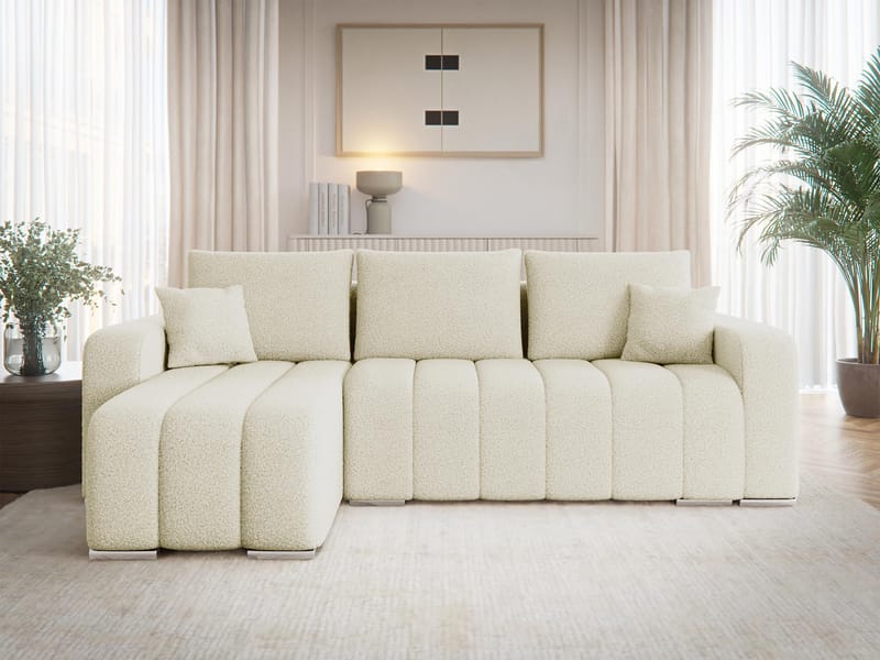 Zulueta 3-sits Bäddsoffa med divan - Lambi 08 (beige) - Möbler - Vardagsrum - Bäddsoffor - Hörnbäddsoffa