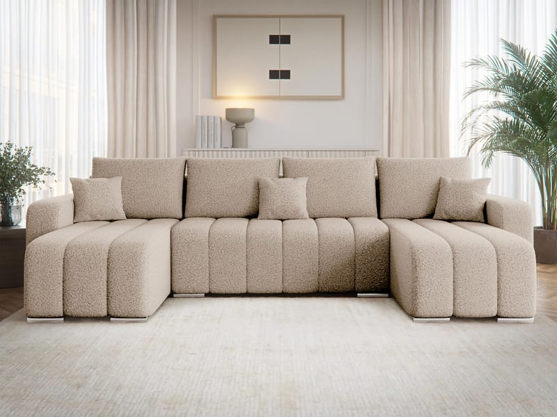 Zulueta 4-sits Bäddsoffa med dubbeldivan - beige - Möbler - Vardagsrum - Bäddsoffor - Hörnbäddsoffa
