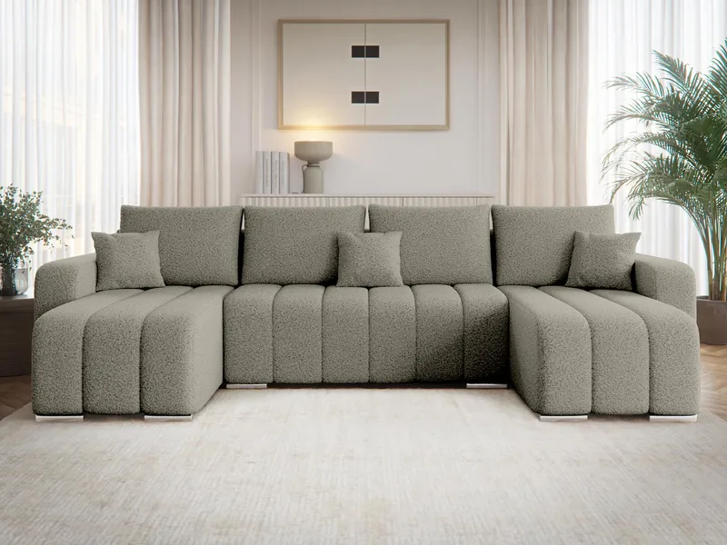Zulueta 4-sits Bäddsoffa med dubbeldivan - grå - Möbler - Vardagsrum - Bäddsoffor - Hörnbäddsoffa