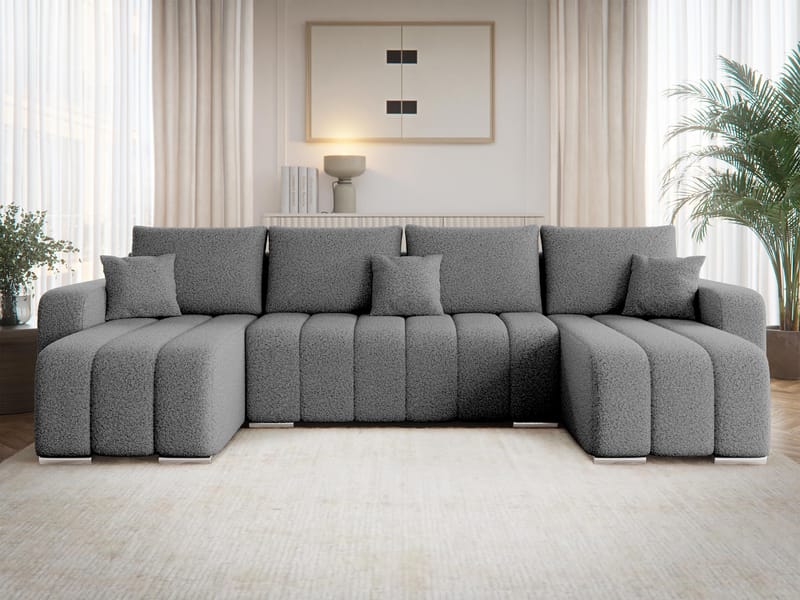 Zulueta 4-sits Bäddsoffa med dubbeldivan - grå - Möbler - Vardagsrum - Bäddsoffor - Hörnbäddsoffa