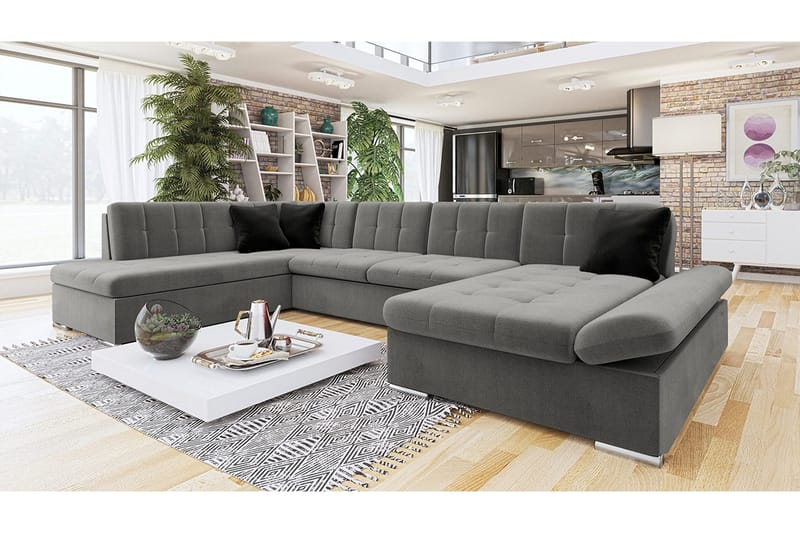 Zumar 4-sits Bäddsoffa Höger - Grå - Möbler - Vardagsrum - Bäddsoffor - U bäddsoffa