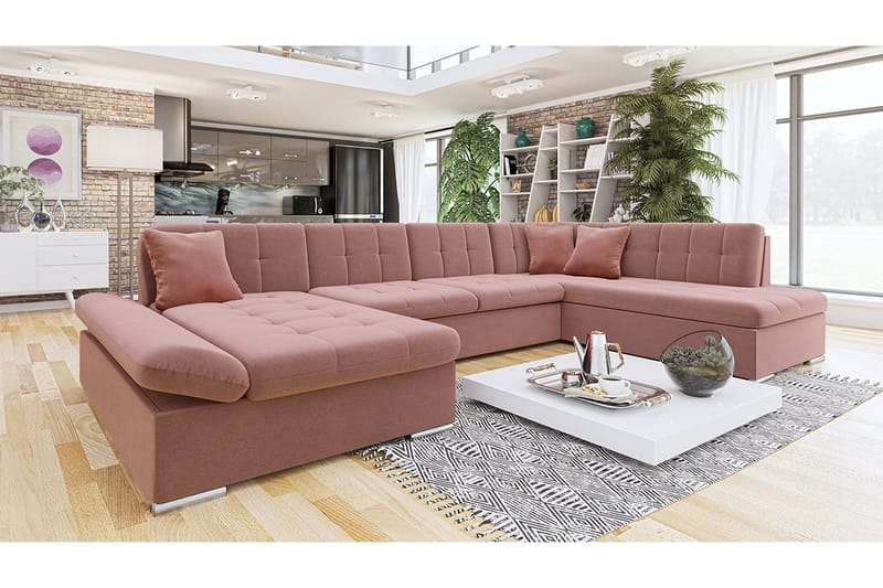 Zumar 4-sits Bäddsoffa Höger - Rosa - Möbler - Vardagsrum - Bäddsoffor - U bäddsoffa