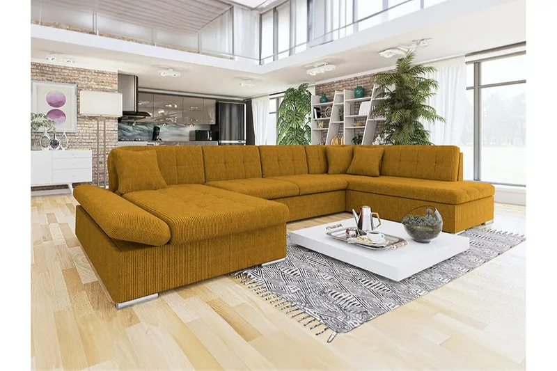 Zumar 4-sits Hörnbäddsoffa Dark yellow - Möbler - Vardagsrum - Bäddsoffor - Hörnbäddsoffa