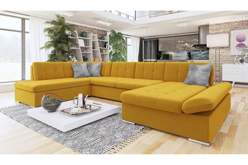 Zumar 4-sits Hörnbäddsoffa Gul - Möbler - Vardagsrum - Bäddsoffor - Hörnbäddsoffa