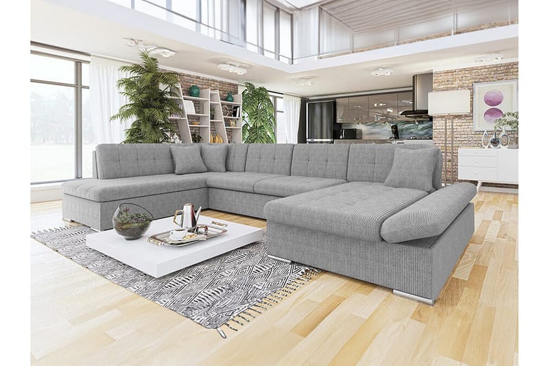 Zumar 4-sits Hörnbäddsoffa Ljusgrå - Möbler - Vardagsrum - Bäddsoffor - Hörnbäddsoffa