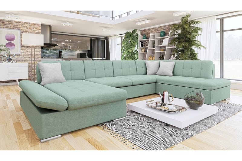 Zumar 4-sits Hörnbäddsoffa Ljusgrön - Möbler - Vardagsrum - Bäddsoffor - Hörnbäddsoffa