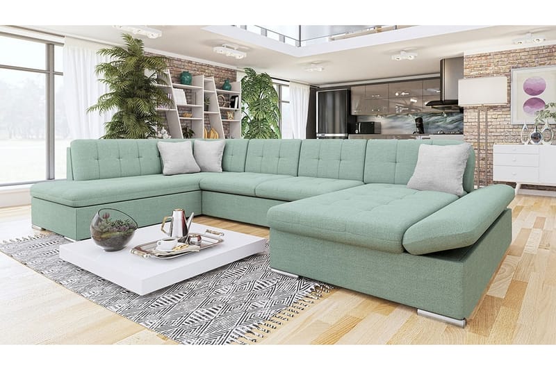 Zumar 4-sits Hörnbäddsoffa Ljusgrön/Grön/Mint - Möbler - Vardagsrum - Bäddsoffor - Hörnbäddsoffa
