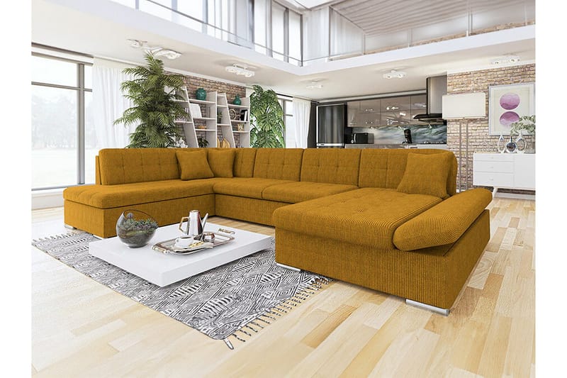 Zumar 4-sits Hörnbäddsoffa NO_BRAND Dark yellow - Möbler - Vardagsrum - Bäddsoffor - U bäddsoffa