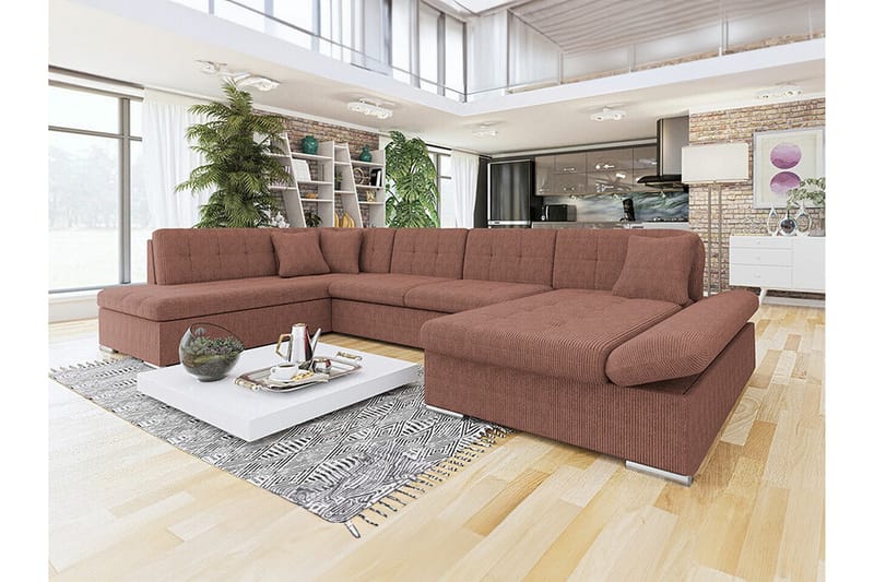Zumar 4-sits Hörnbäddsoffa NO_BRAND Light brown - Möbler - Vardagsrum - Bäddsoffor - U bäddsoffa