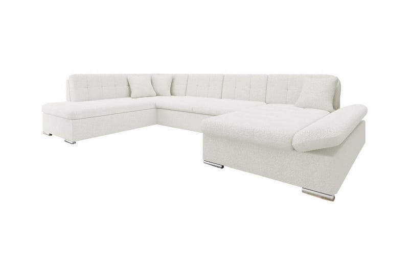 Zumar 5-sits Höger U-formad Bäddsoffa med Schäslong med Förvaring i Bouclé, Vit
