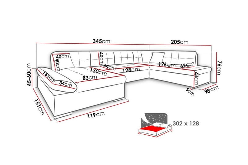 Zumar 5-sits Hörnbäddsoffa White - Möbler - Vardagsrum - Bäddsoffor - Hörnbäddsoffa
