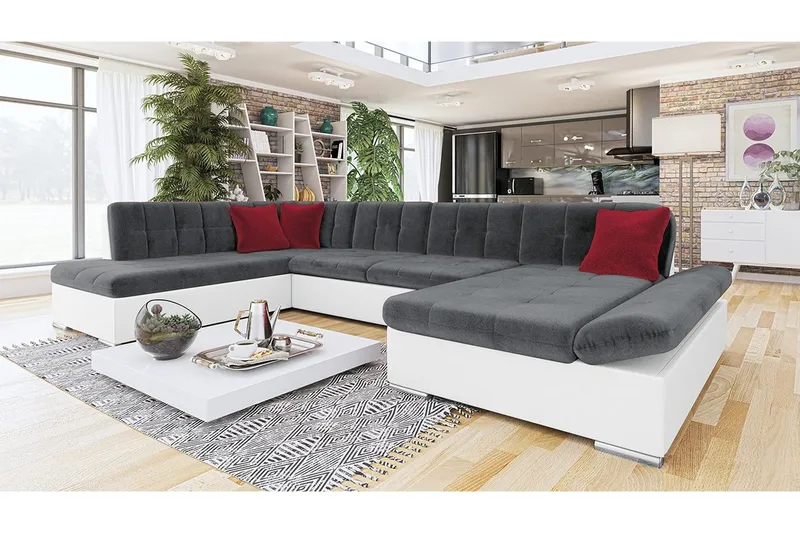Zumar 8-sits Bäddsoffa Universal - Vit/Grå - Möbler - Vardagsrum - Bäddsoffor - U bäddsoffa