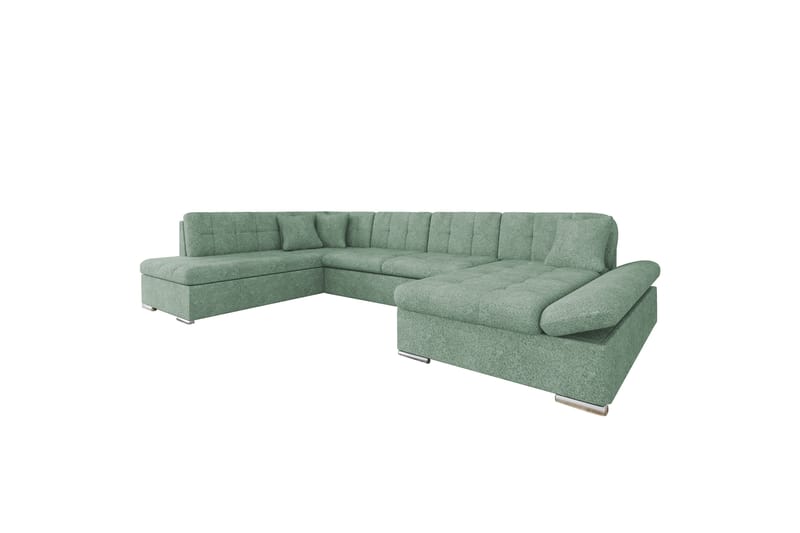 Zumar Bäddsoffa med Divan och Schäslong 4-sits i Bouclé - Grön - Möbler - Vardagsrum - Bäddsoffor - U bäddsoffa