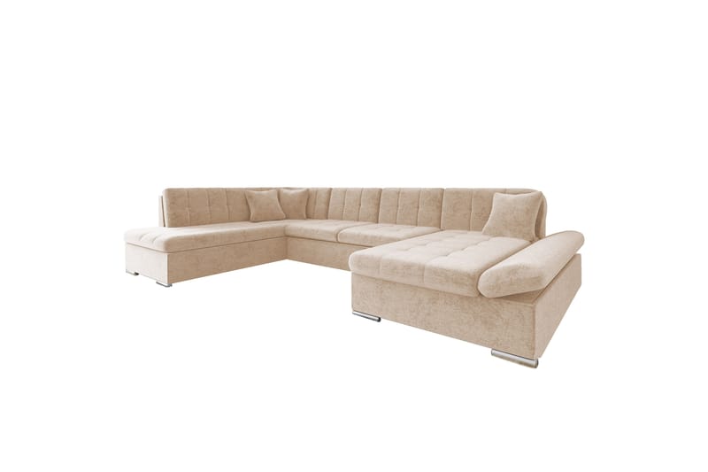 Zumar Bäddsoffa med Divan och Schäslong 4-sits i Chenille - Beige - Möbler - Vardagsrum - Bäddsoffor - U bäddsoffa