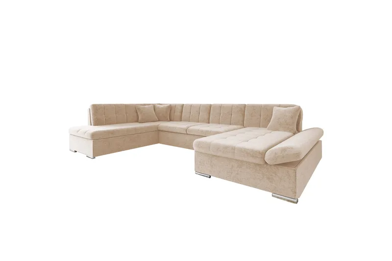Zumar Bäddsoffa med Divan och Schäslong 4-sits i Chenille, Beige