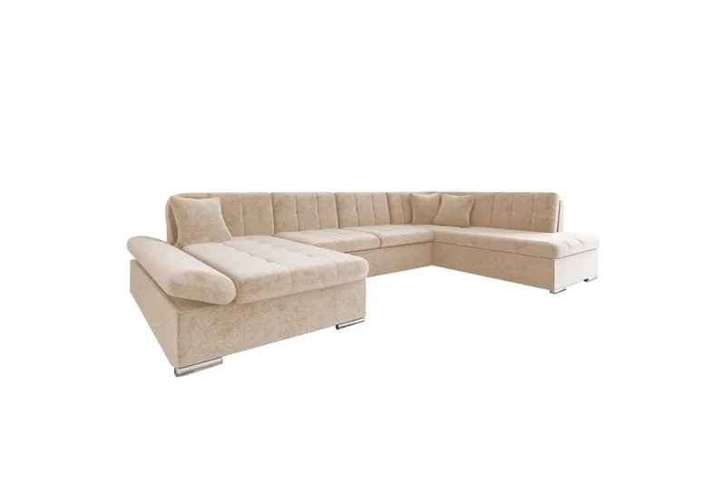 Zumar Bäddsoffa med Divan och Schäslong 4-sits i Chenille - Beige - Möbler - Vardagsrum - Bäddsoffor - U bäddsoffa