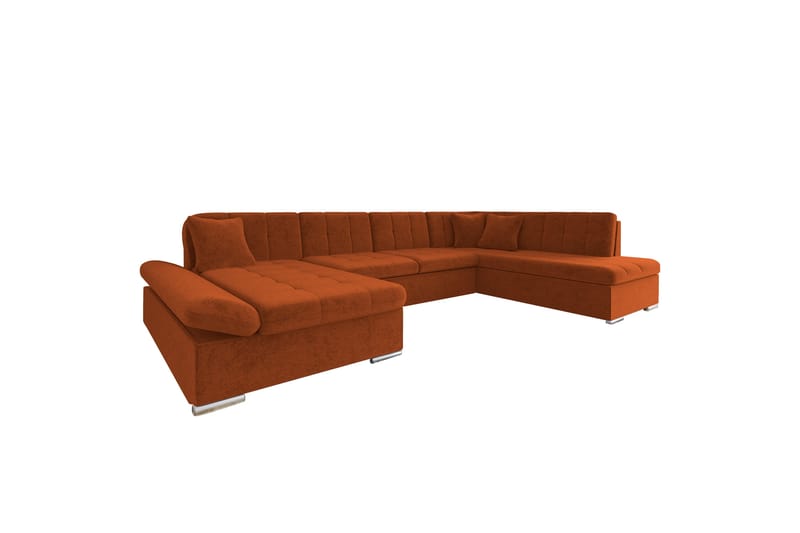 Zumar Bäddsoffa med Divan och Schäslong 4-sits i Chenille - Orange - Möbler - Vardagsrum - Bäddsoffor - U bäddsoffa