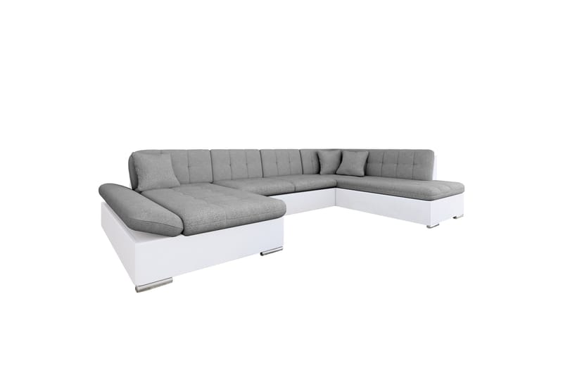 Zumar Bäddsoffa med Divan och Schäslong 4-sits i Konstläder, Vit/Grå