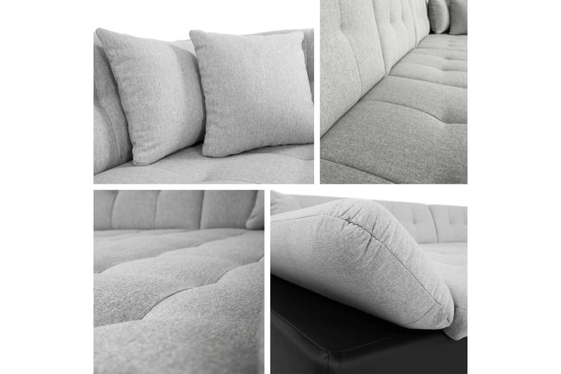 Zumar Bäddsoffa med Divan och Schäslong 4-sits i Konstläder - Vit/Grå - Möbler - Vardagsrum - Bäddsoffor - U bäddsoffa