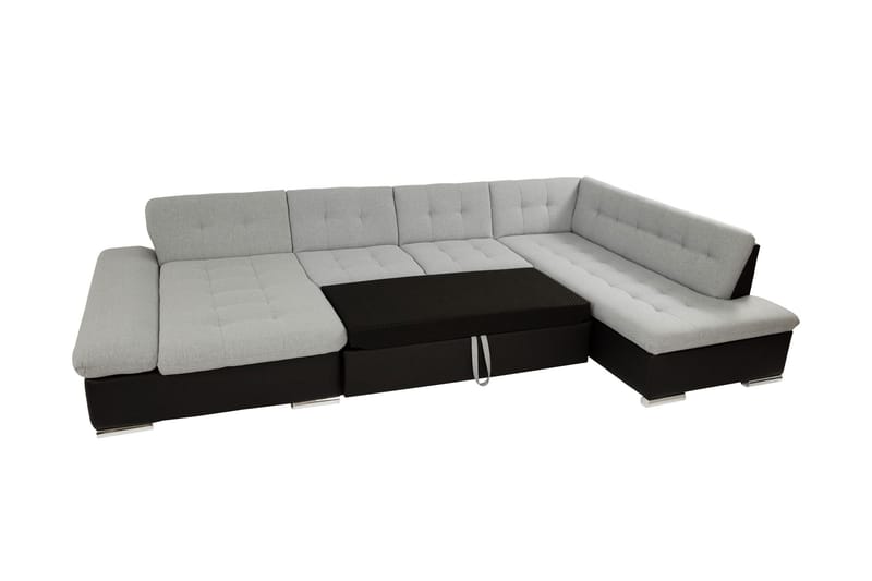 Zumar Bäddsoffa med Divan och Schäslong 4-sits i Konstläder - Vit/Grå - Möbler - Vardagsrum - Bäddsoffor - U bäddsoffa