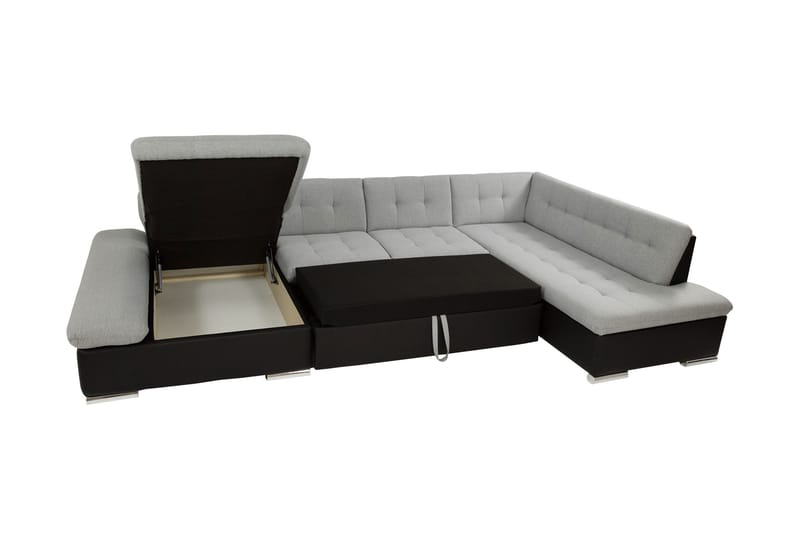 Zumar Bäddsoffa med Divan och Schäslong 4-sits i Konstläder - Vit/Grå - Möbler - Vardagsrum - Bäddsoffor - U bäddsoffa