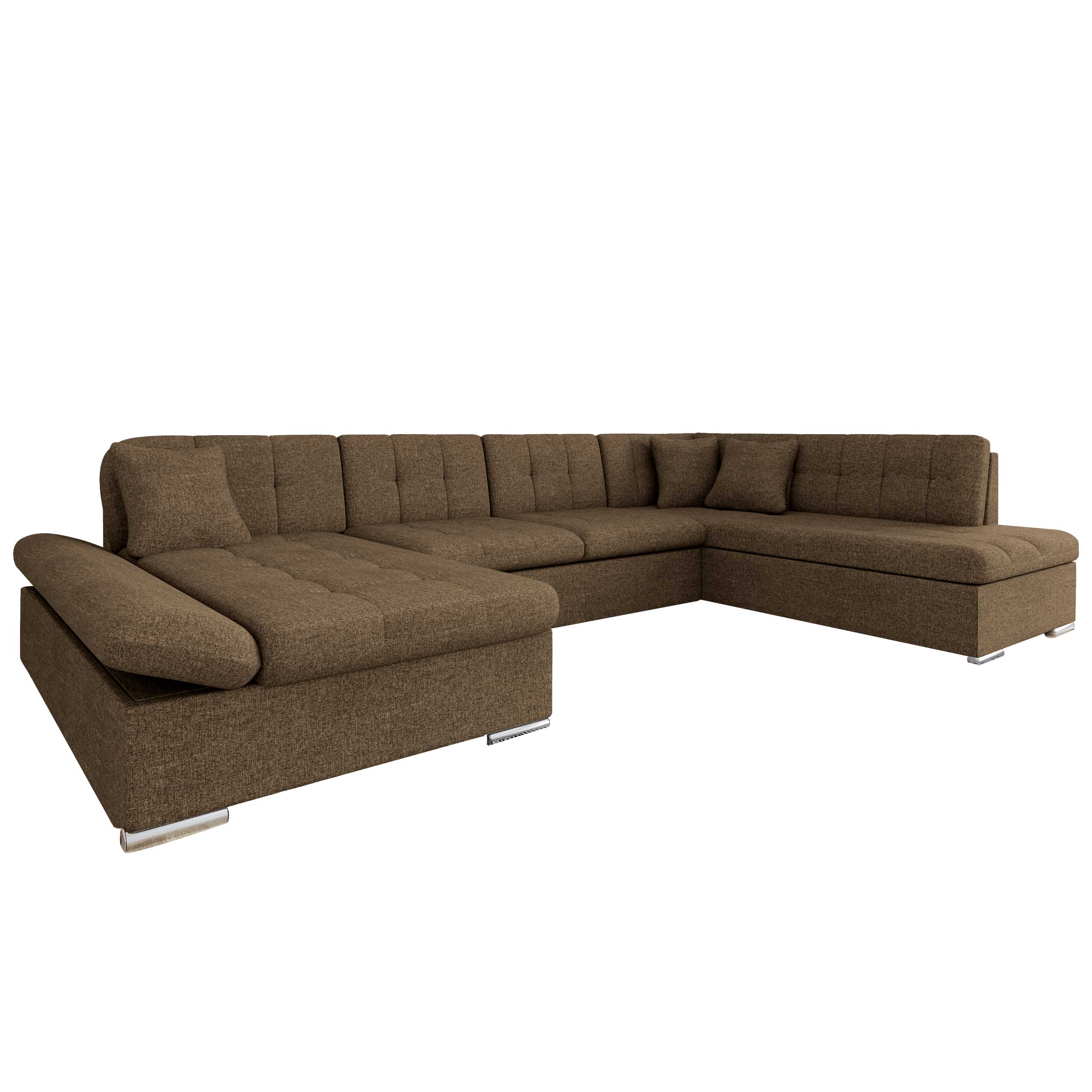 zumar bäddsoffa med divan och schäslong 5-sits - brun