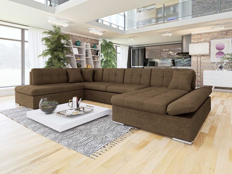 Zumar Bäddsoffa med Divan och Schäslong 5-sits - Brun - Möbler - Vardagsrum - Bäddsoffor - U bäddsoffa