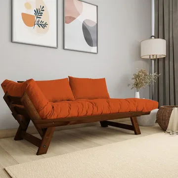 Zylar 2-sits Bäddsoffa - Brun/Orange - Möbler - Vardagsrum - Bäddsoffor