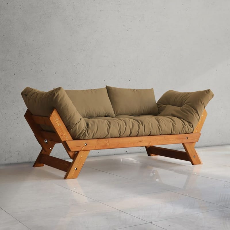 Zylar 2-sits Fällbar Bäddsoffa i Tyg med Träram - Brun - Möbler - Vardagsrum - Bäddsoffor - 2-sits bäddsoffa