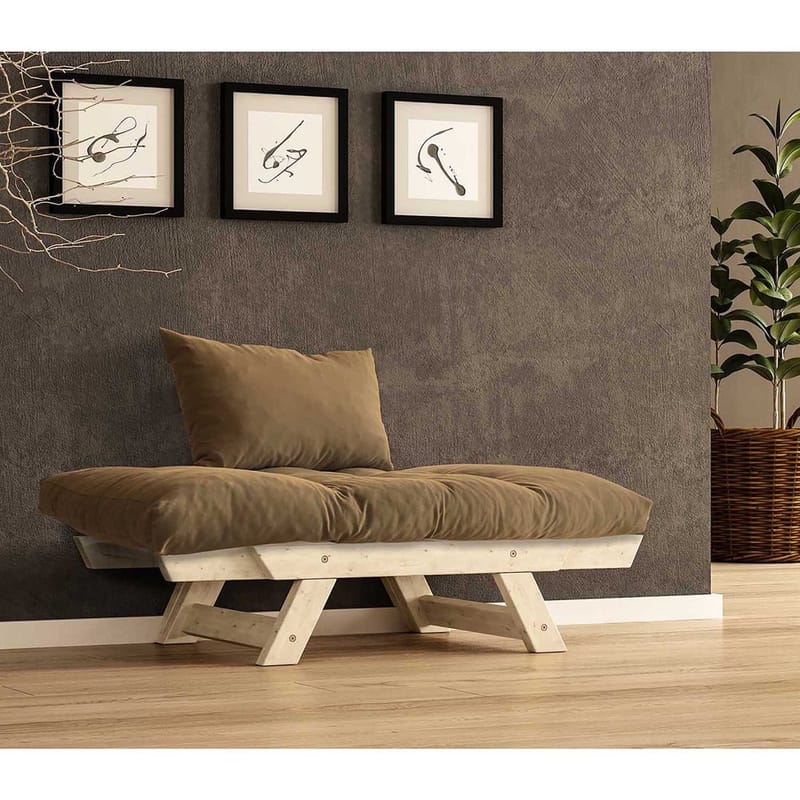 Zylar 2-sits Fällbar Bäddsoffa med Träram 75x140 cm i Linne - Mörkbrun|Natur - Möbler - Vardagsrum - Bäddsoffor - 2-sits bäddsoffa