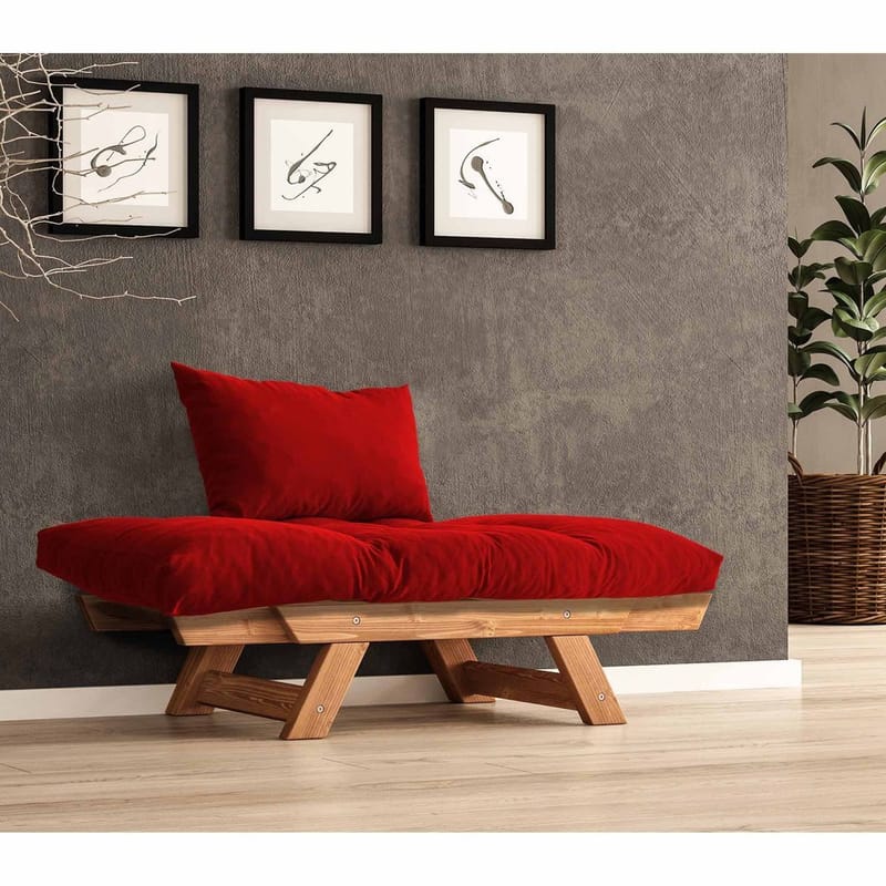 Zylar 2-sits Fällbar Bäddsoffa med Träram 75x140 cm i Linne - Röd|Brun - Möbler - Vardagsrum - Bäddsoffor