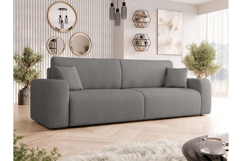 Barile Bäddsoffa 3-sits i Plysch - Grå - Möbler - Vardagsrum - Bäddsoffor