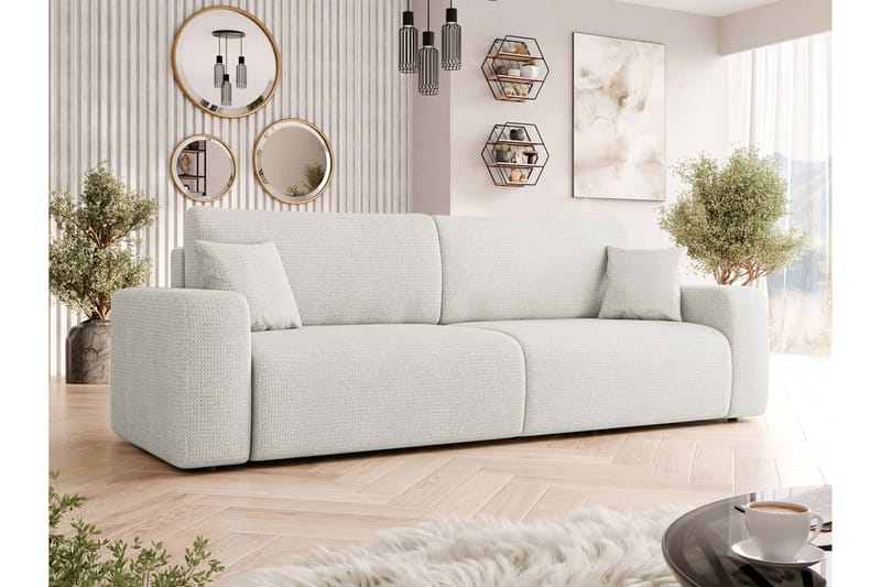 Barile Bäddsoffa 3-sits i Plysch - Vit - Möbler - Vardagsrum - Bäddsoffor