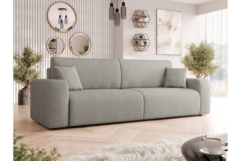 Barile Bäddsoffa 3-sits i Plysch - Grå - Möbler - Vardagsrum - Bäddsoffor